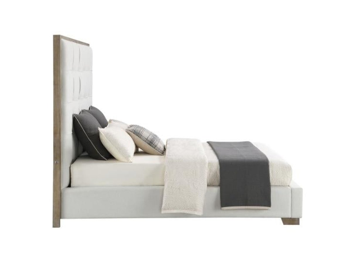 Eleanor Tufted Fabric Bed - Ivory - Queen