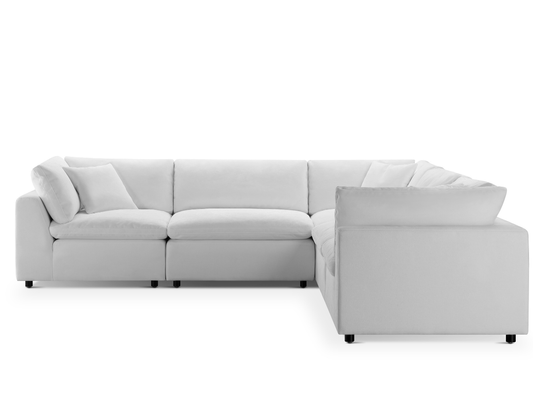 Luxe Feather and Down 5-pc Two-Arm Sectional Set, White