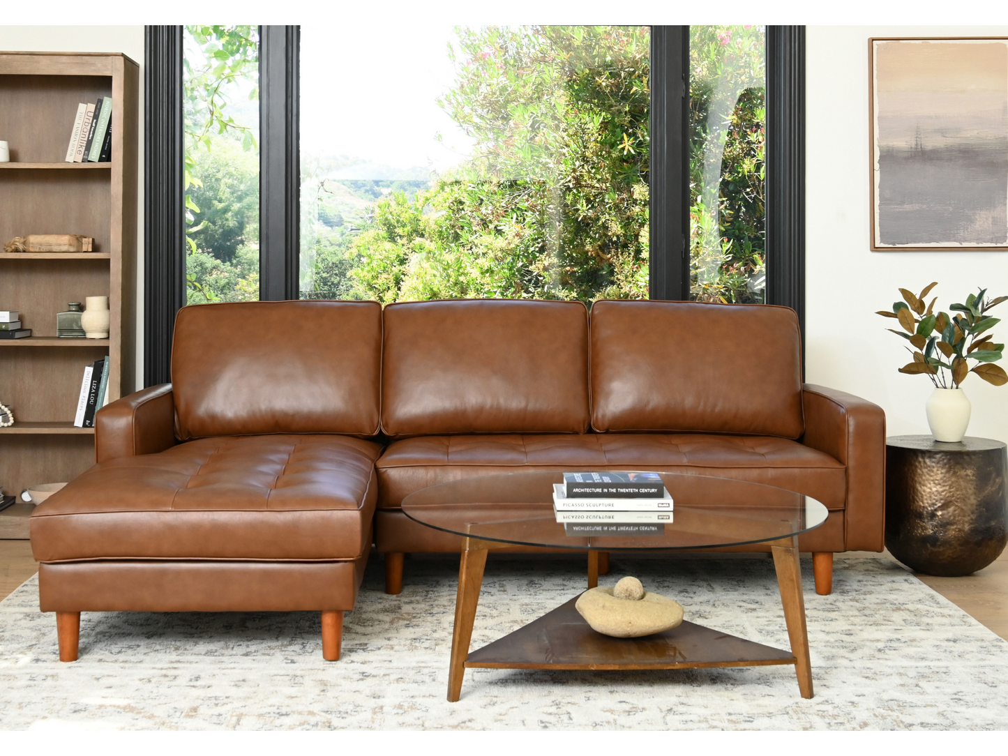 Holloway Mid-Century Leather Sectional