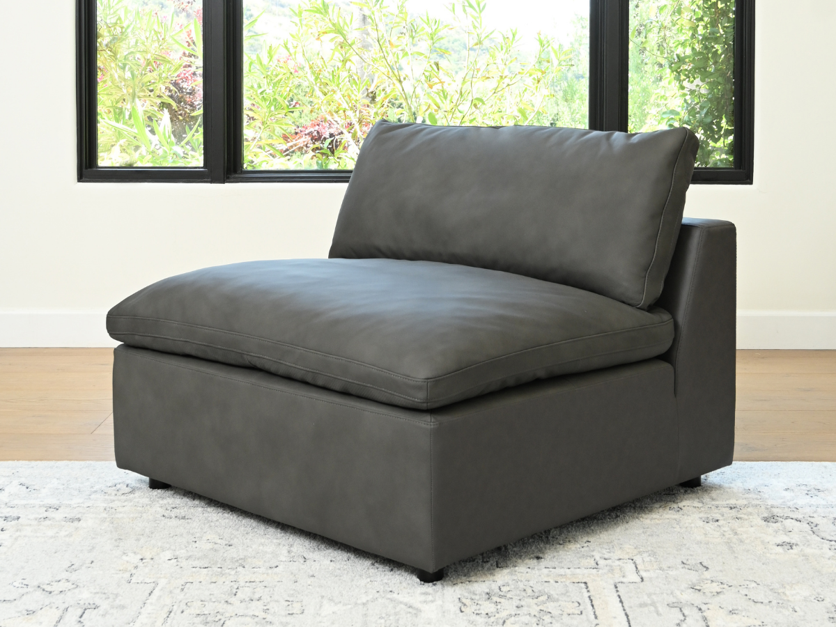 JoJo Fletcher Luxe Gray Nubuck Leather Armless Chair