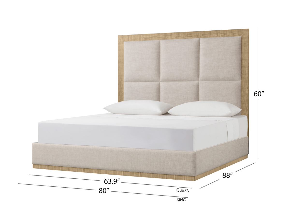 Bacara Modern Classic Wood Beige Upholstered Bed