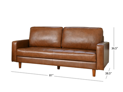 Holloway Mid-Century Leather Sofa and Armchair Set