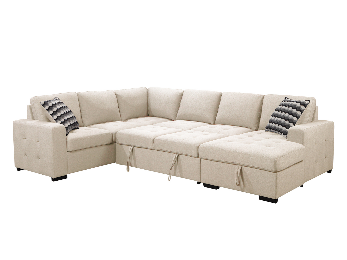 Jameson 6-pc Fabric Storage Sectional with Pullout Bed