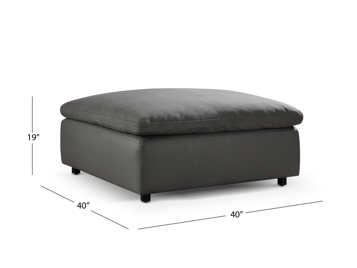 JoJo Fletcher Luxe Gray Nubuck Leather Ottoman