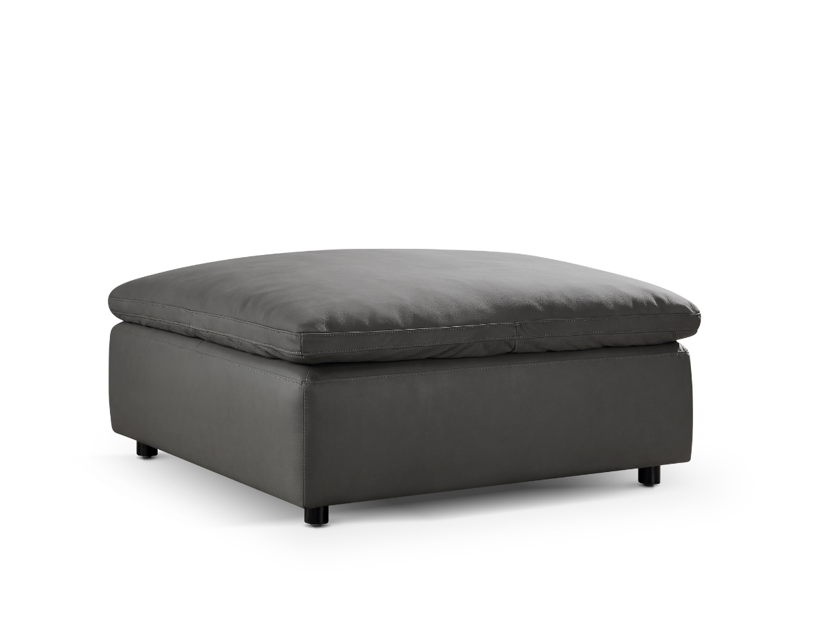 JoJo Fletcher Luxe Gray Nubuck Leather Ottoman