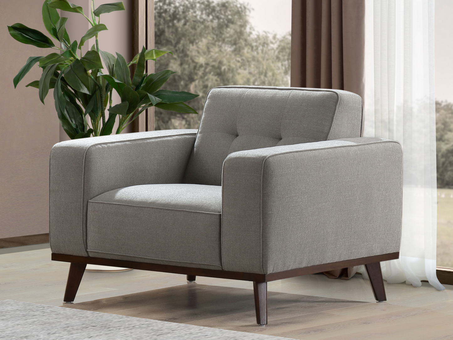 Vicenza Mid-Century Upholstered 2-pc Sofa and Chair Collection