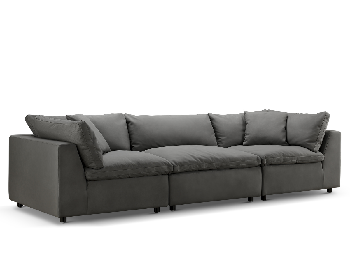 JoJo Fletcher Luxe Gray Nubuck Leather 3-pc Sofa