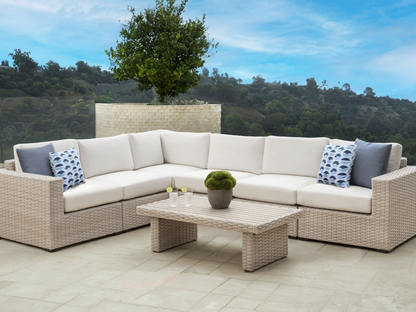 Outdoor wicker sectional sunbrella best sale