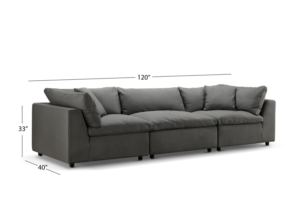 JoJo Fletcher Luxe Gray Nubuck Leather 3-pc Sofa