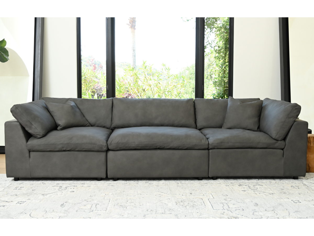 JoJo Fletcher Luxe Gray Nubuck Leather 3-pc Sofa