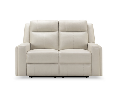 Rhodes Top-Grain Leather Manual Reclining Loveseat - Ivory