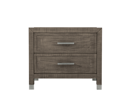 Bacara Modern Classic Wood Brushed 2 Drawer Nightstand