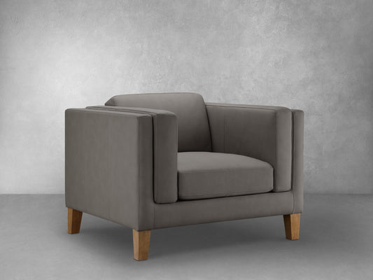 Boyd Top Grain Leather Armchair - Gray