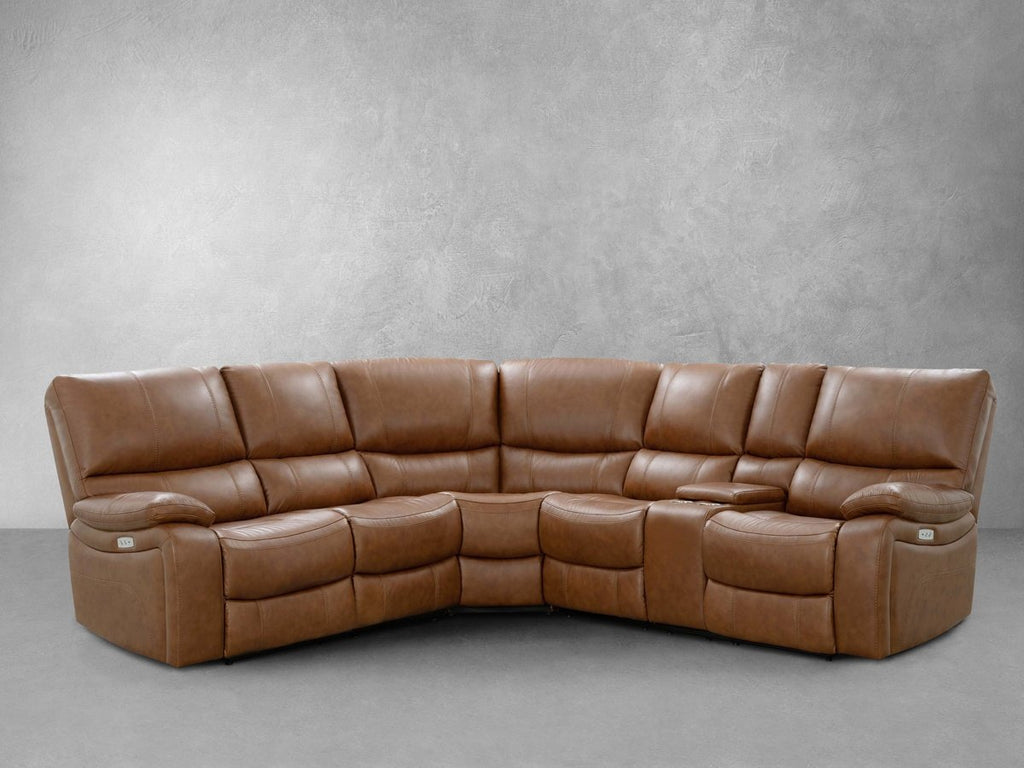 Tan leather discount sectional with recliner