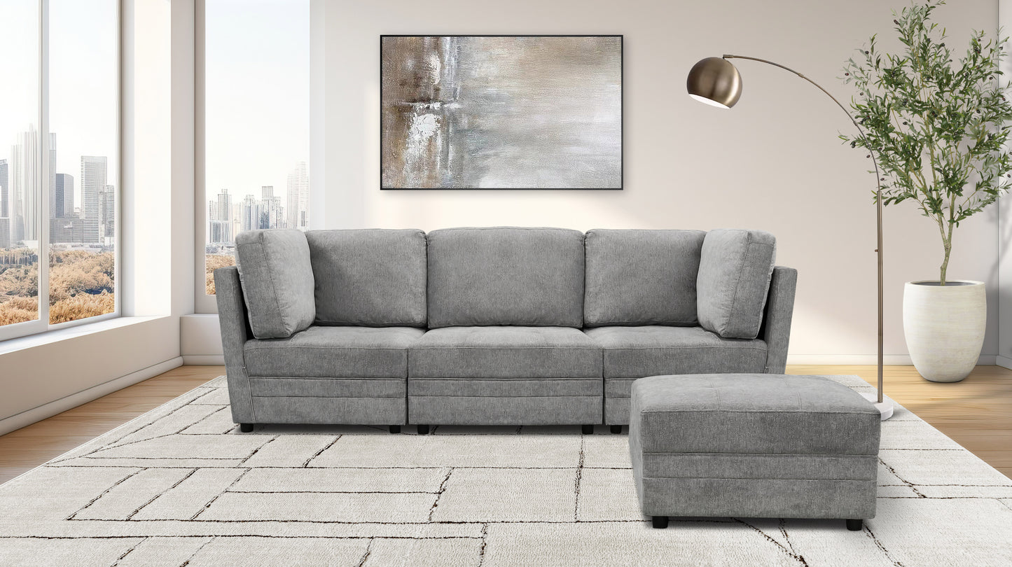 Brentwood 3-pc Fabric Modular Sectional - Gray (No Ottoman)
