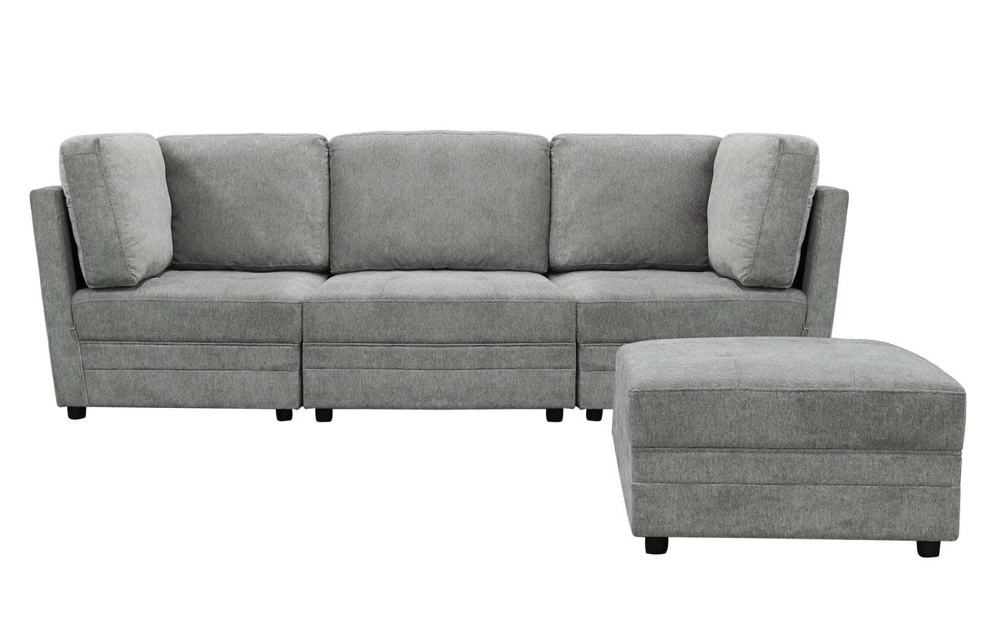 Brentwood 3-pc Fabric Modular Sectional - Gray (No Ottoman)