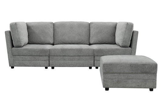 Brentwood 3-pc Fabric Modular Sectional - Gray (No Ottoman)
