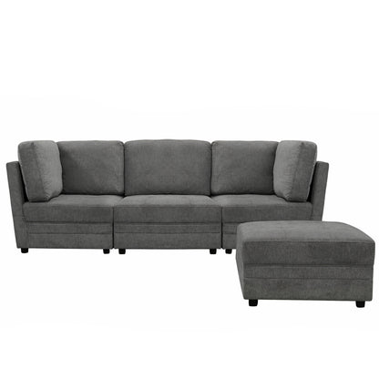 Brentwood 3-pc Fabric Modular Sectional - Dark Gray (No Ottoman)