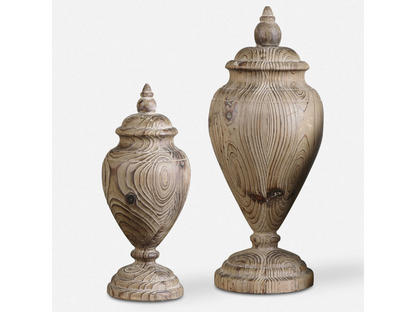 Abbyson Home Brico Carved Wood Finials, Set of 2