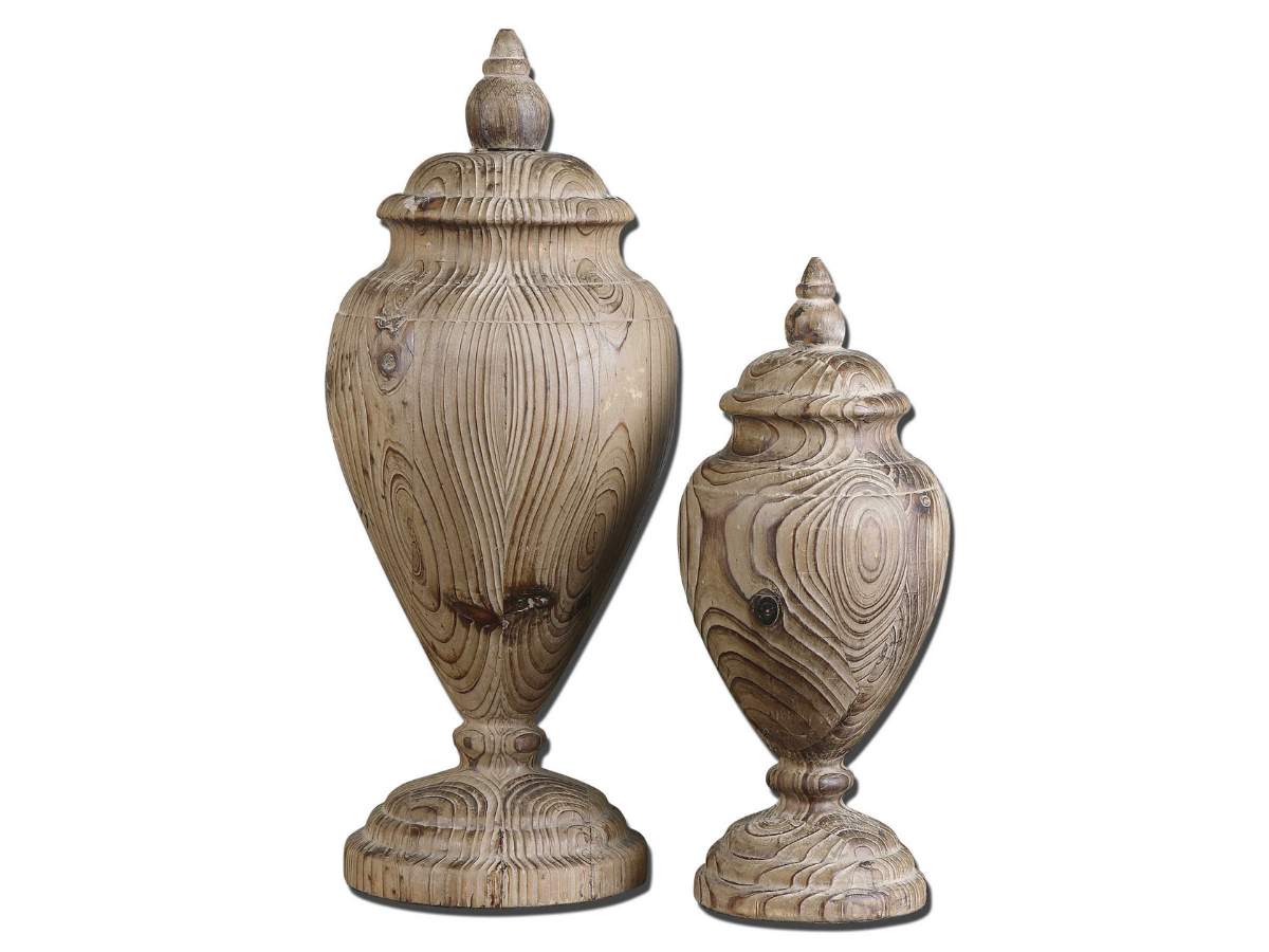 Abbyson Home Brico Carved Wood Finials, Set of 2