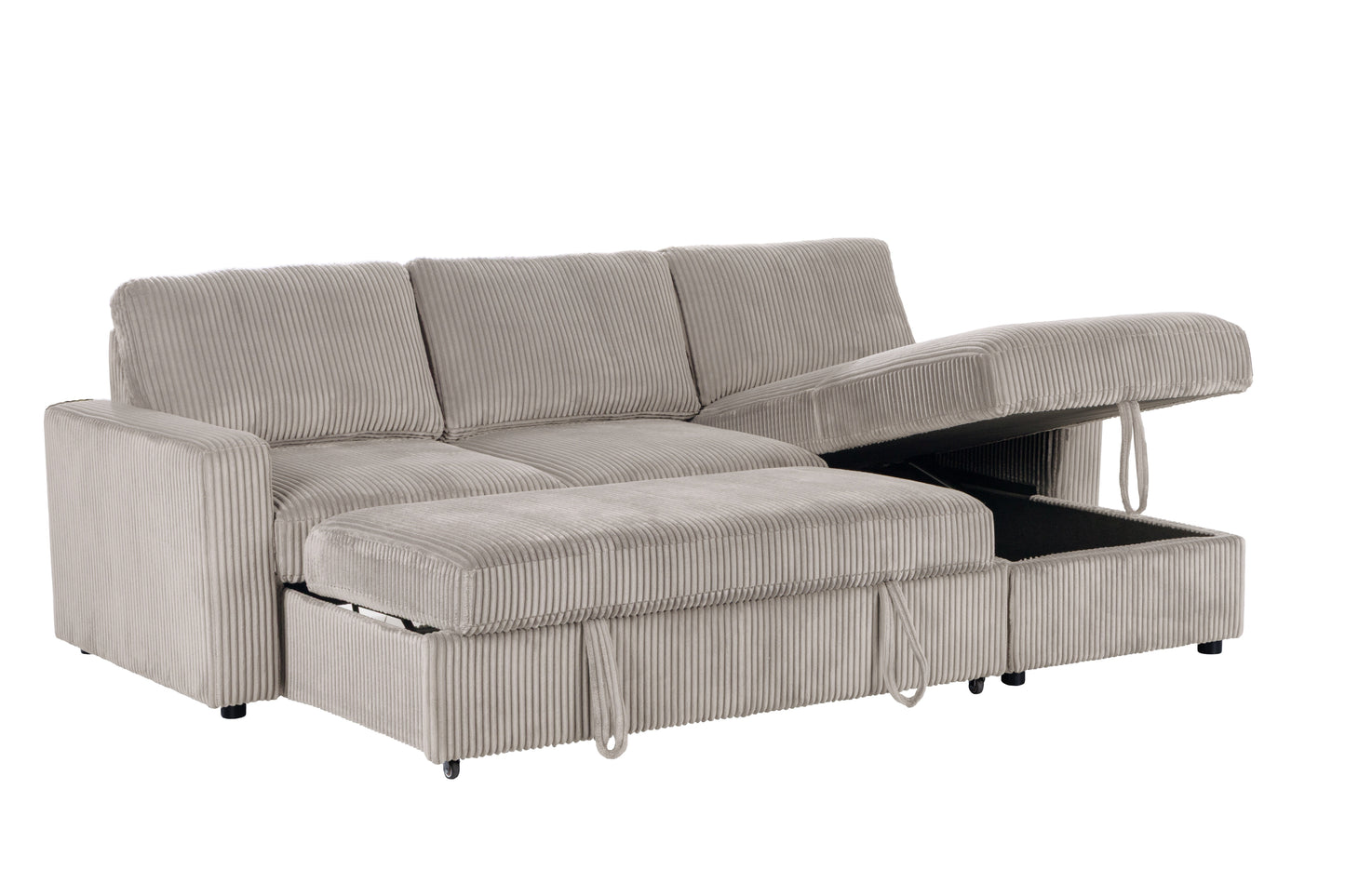 Haven Corduroy 2-pc Reversible Sleeper Sectional with Storage Chaise, Beige