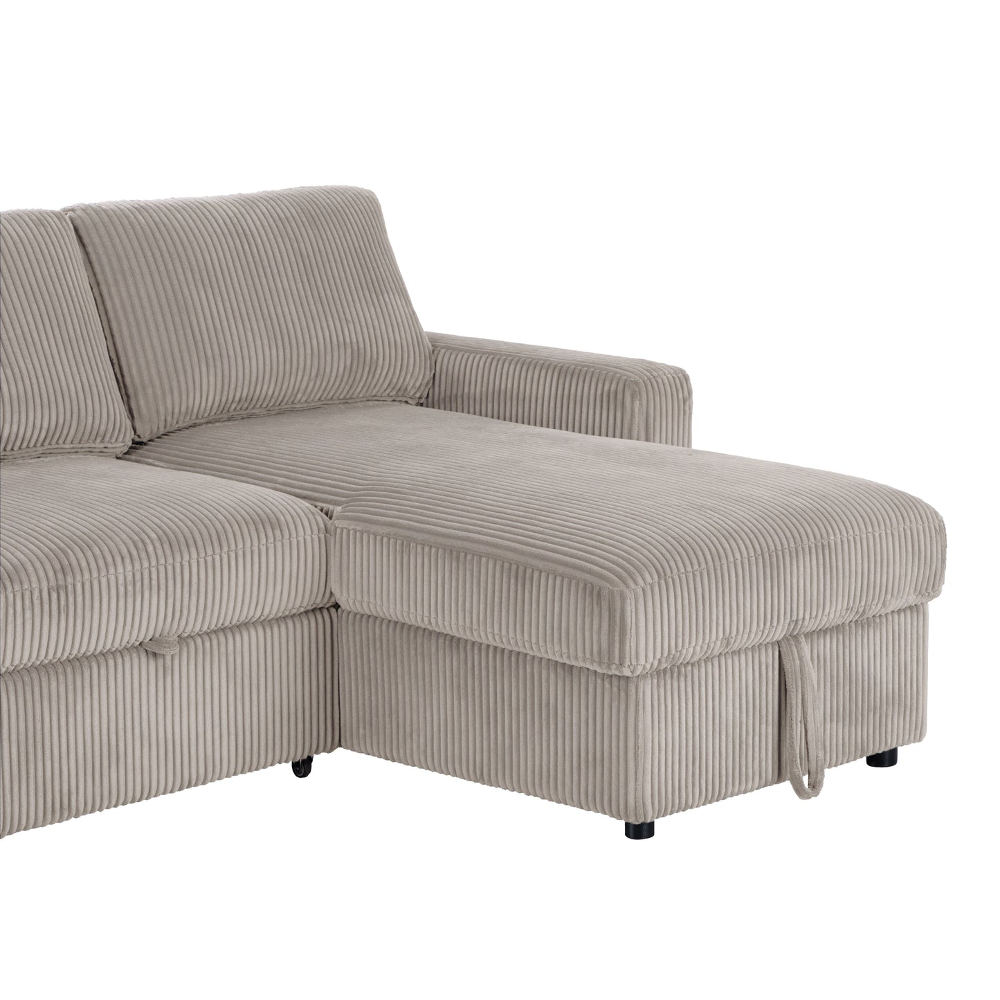 Haven Corduroy 2-pc Reversible Sleeper Sectional with Storage Chaise, Beige
