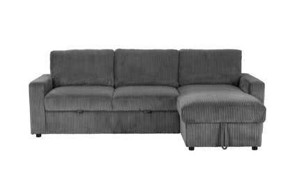 Haven Corduroy 2-pc Reversible Sleeper Sectional with Storage Chaise, Charcoal