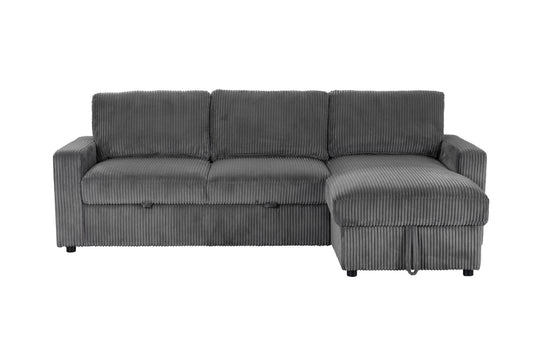Haven Corduroy 2-pc Reversible Sleeper Sectional with Storage Chaise, Charcoal