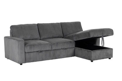 Haven Corduroy 2-pc Reversible Sleeper Sectional with Storage Chaise, Charcoal