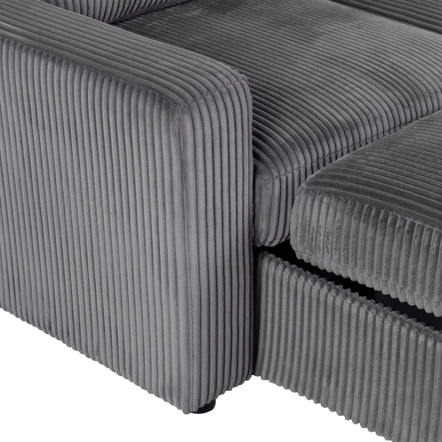 Haven Corduroy 2-pc Reversible Sleeper Sectional with Storage Chaise, Charcoal