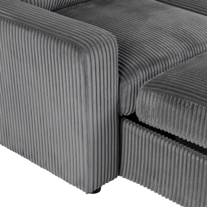 Haven Corduroy 2-pc Reversible Sleeper Sectional with Storage Chaise, Charcoal