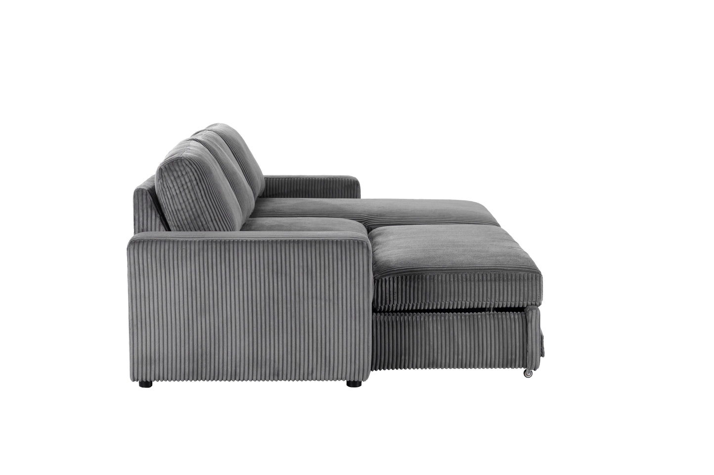 Haven Corduroy 2-pc Reversible Sleeper Sectional with Storage Chaise, Charcoal