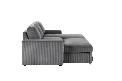 Haven Corduroy 2-pc Reversible Sleeper Sectional with Storage Chaise, Charcoal