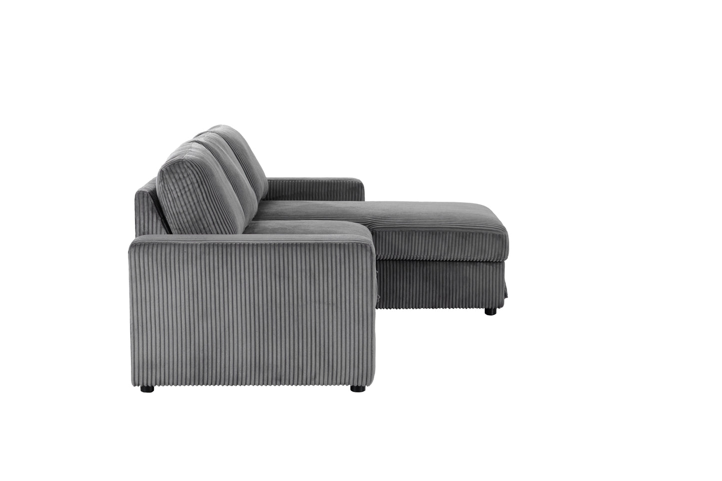 Haven Corduroy 2-pc Reversible Sleeper Sectional with Storage Chaise, Charcoal