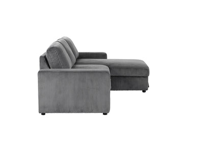Haven Corduroy 2-pc Reversible Sleeper Sectional with Storage Chaise, Charcoal