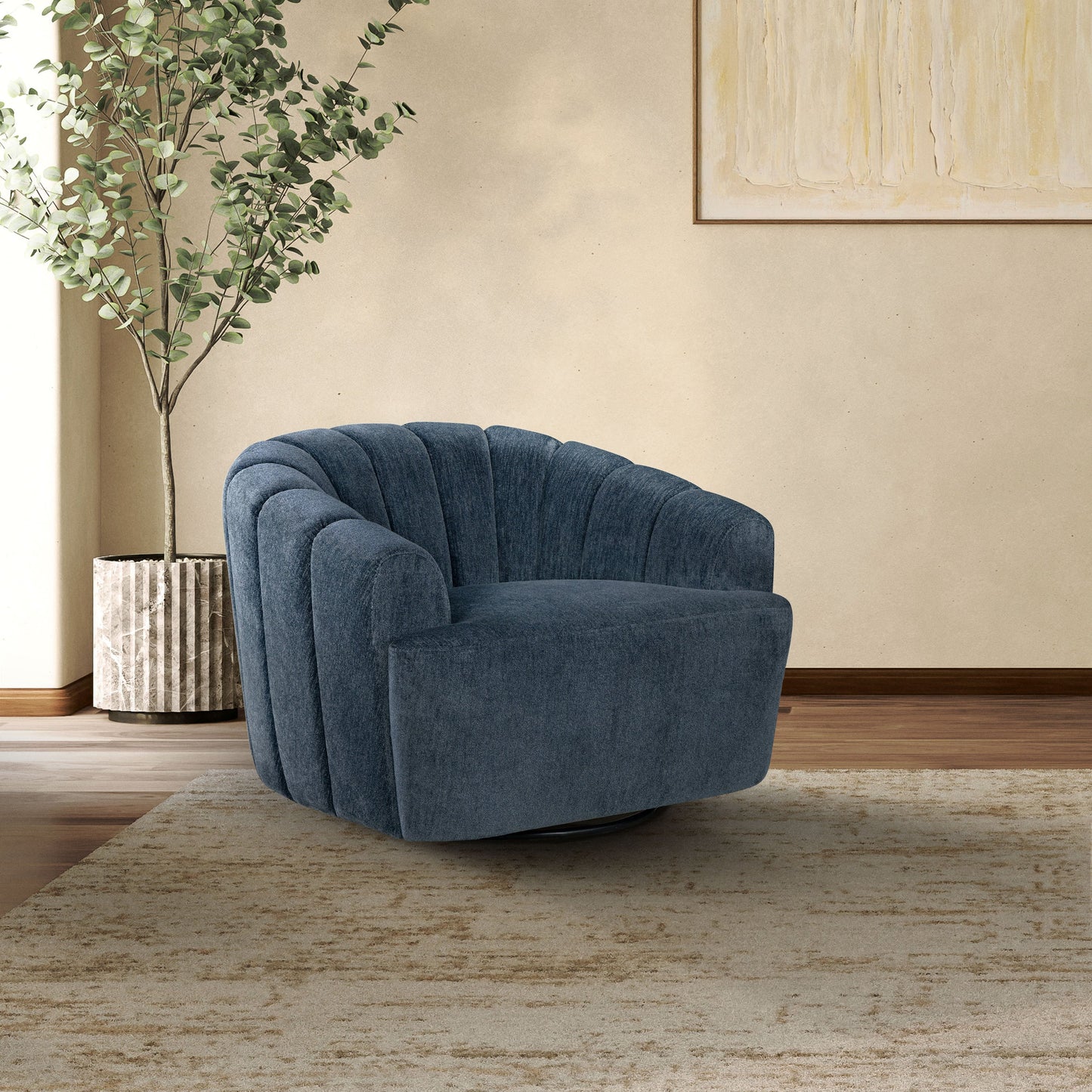 Burke Fabric Swivel Chair, Blue
