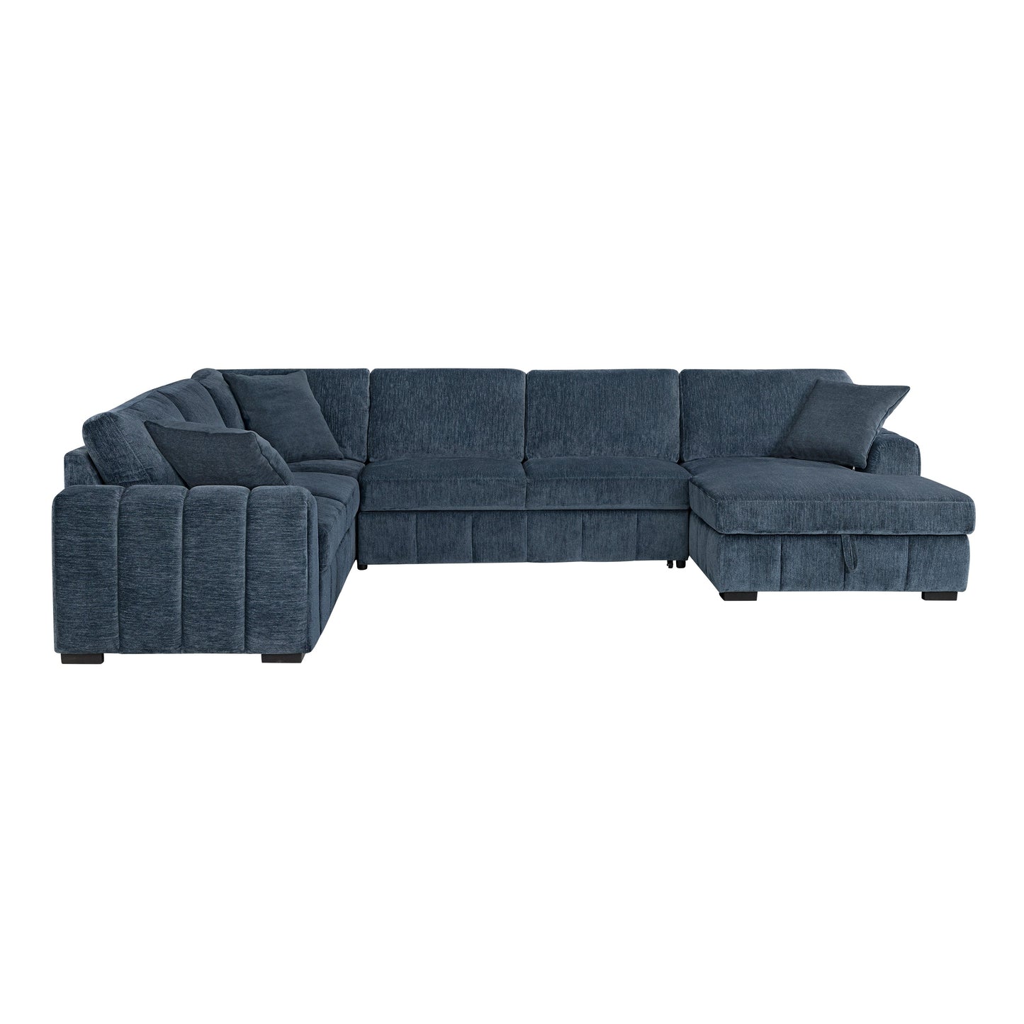 Burke Fabric Sleeper Sectional with Storage Chaise, Blue