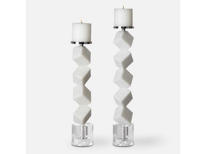 Abbyson Home Casey Marble Cube Candleholders, Set of 2