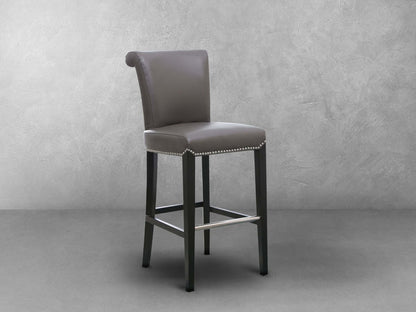 Century Gray Leather Bar Stool