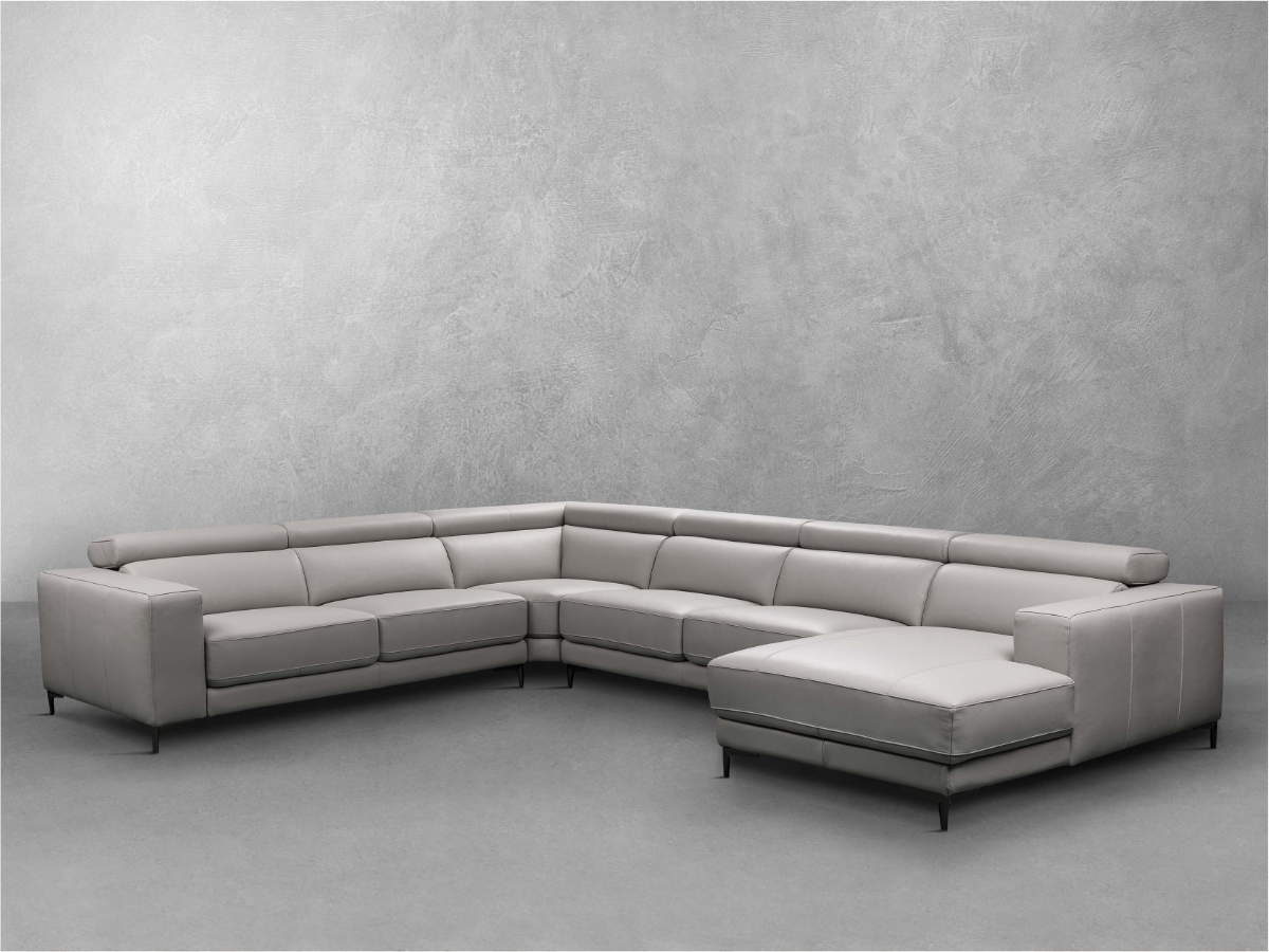 Claudius Leather Sectional with Power Seats and Manual Headrests