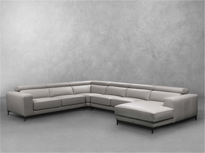 Claudius Leather Sectional with Power Seats and Manual Headrests