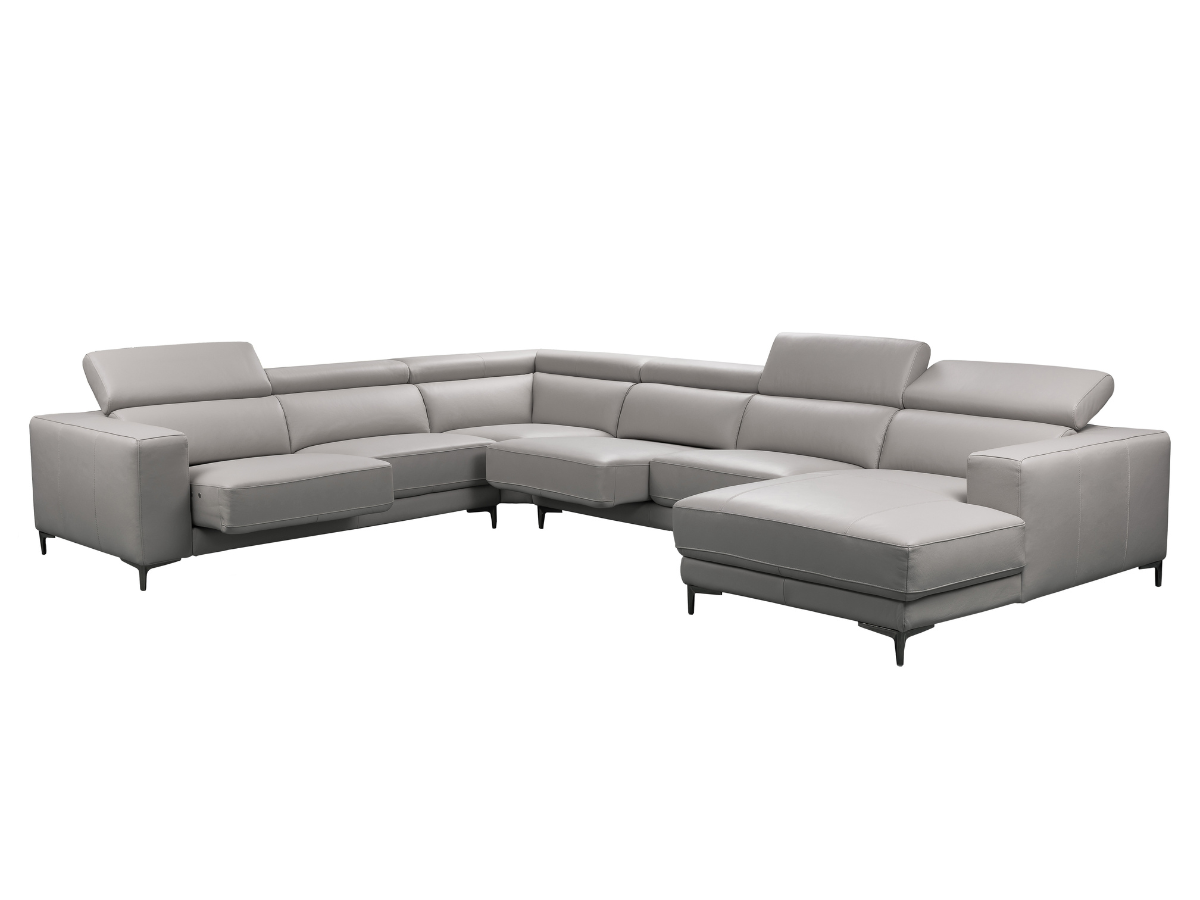 Claudius Leather Sectional with Power Seats and Manual Headrests