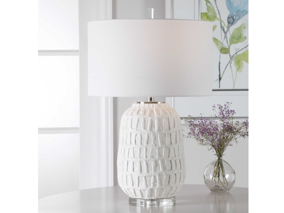 Abbyson Home Cora Textured White Table Lamp