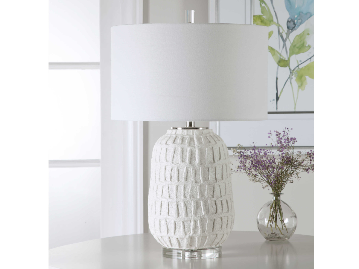 Abbyson Home Cora Textured White Table Lamp