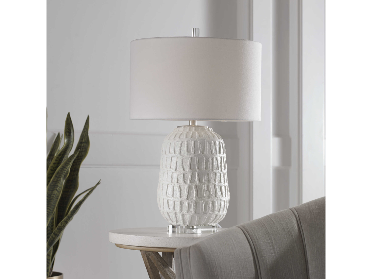 Abbyson Home Cora Textured White Table Lamp