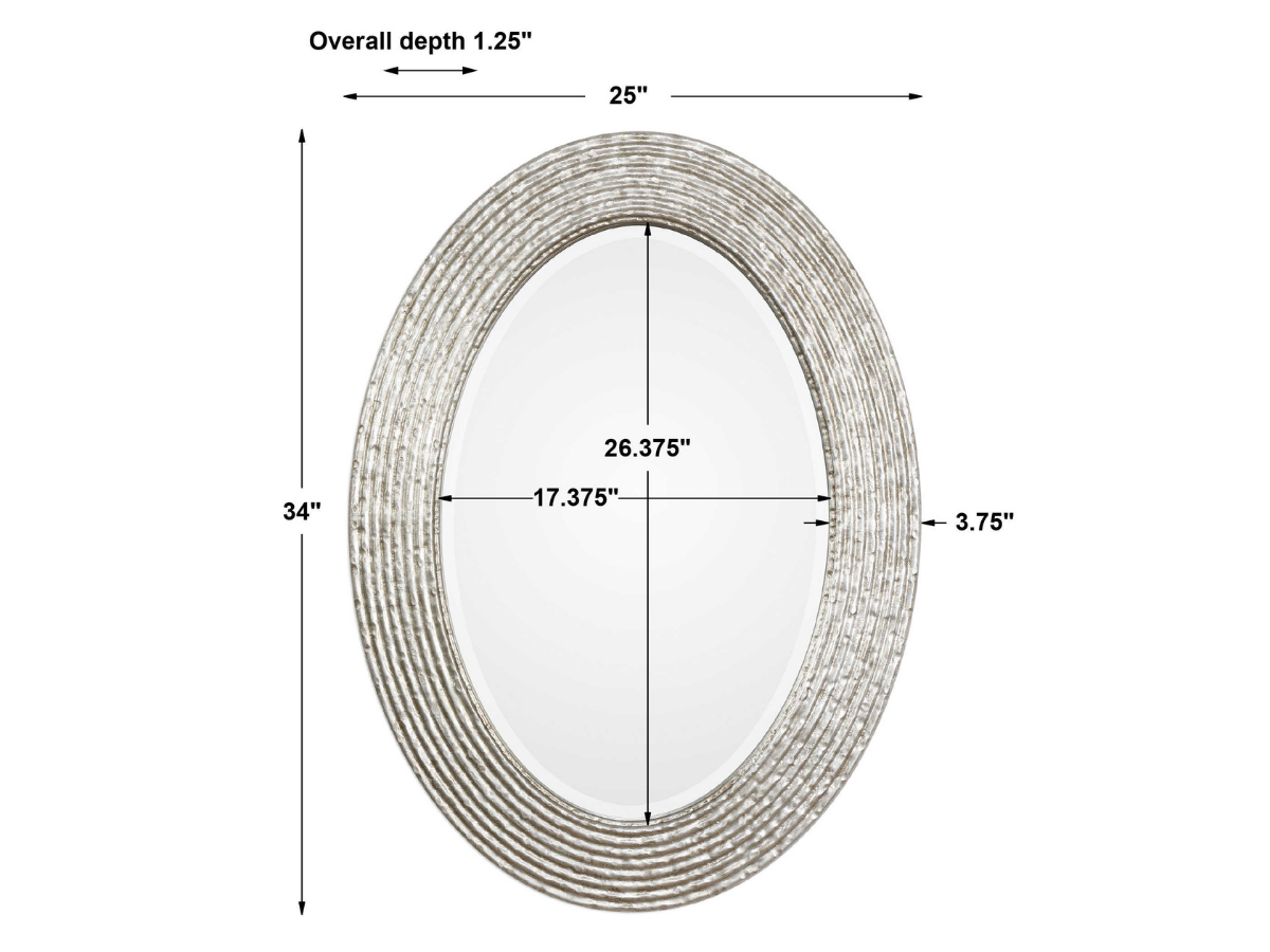 Abbyson Home Coventina Oval Silver Mirror