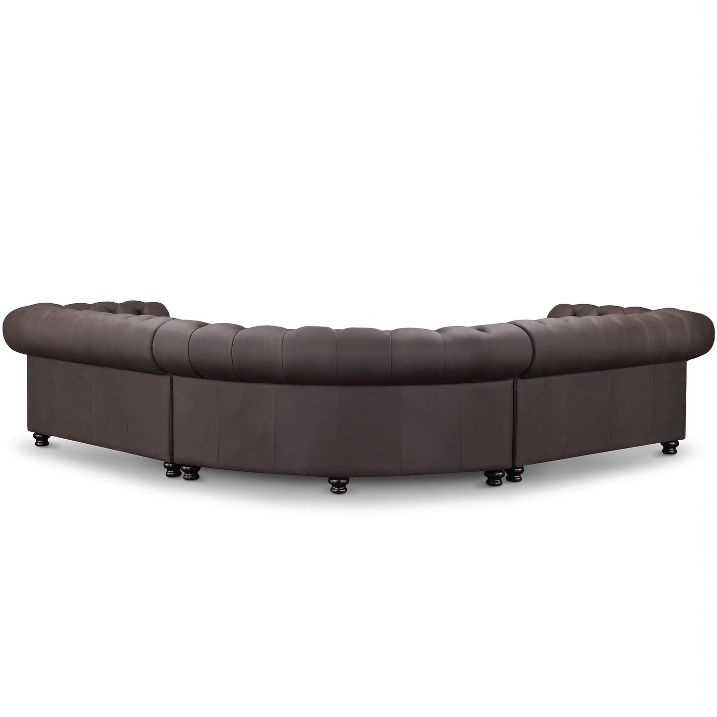 Culver 3pc Leather Chesterfield Sectional, Brown