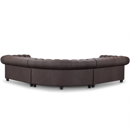 Culver 3pc Leather Chesterfield Sectional, Brown