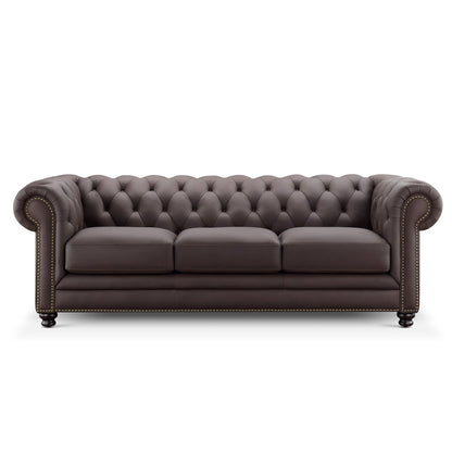 Culver Leather Chesterfield Sofa - Brown