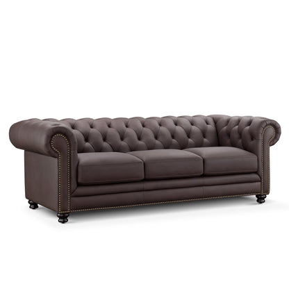 Culver Leather Chesterfield Sofa - Brown